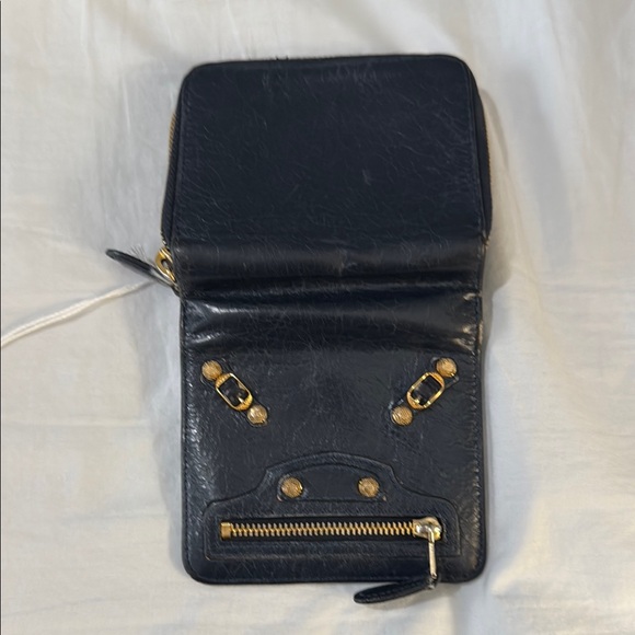 Balenciaga Black Leather Pouch with Gold Accents - Picture 3 of 4